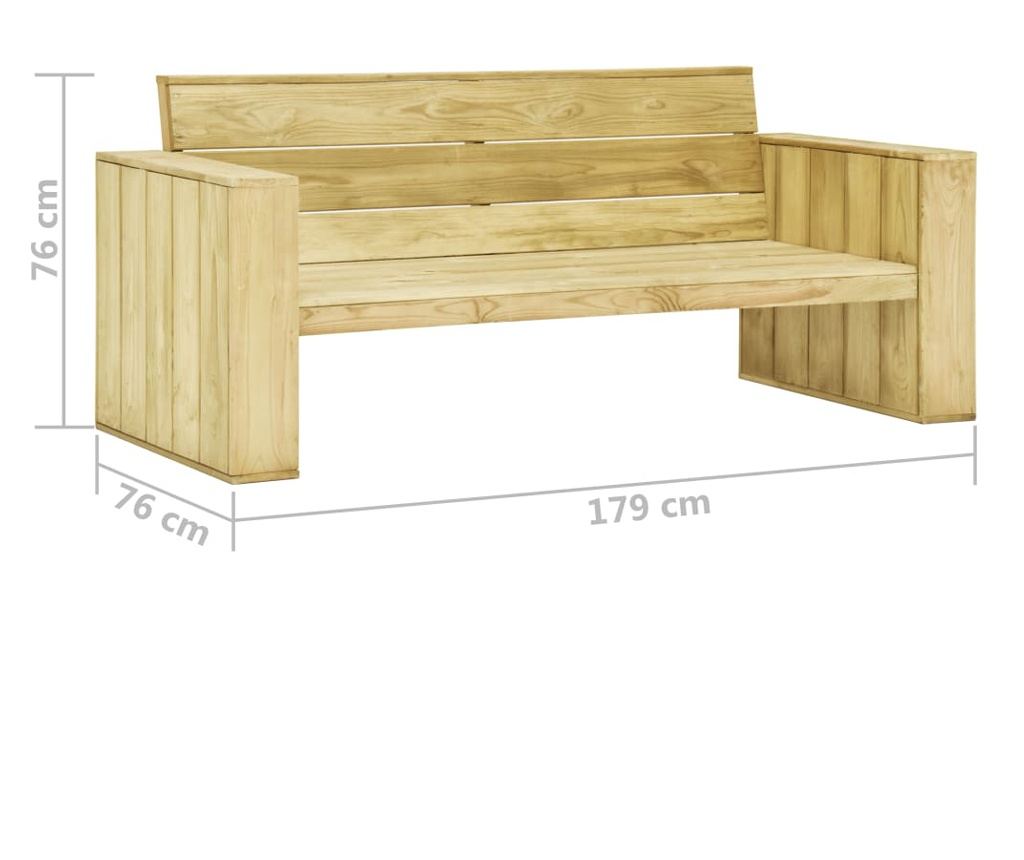 Vrtna klupa, 179 cm, tretirani bor - 6