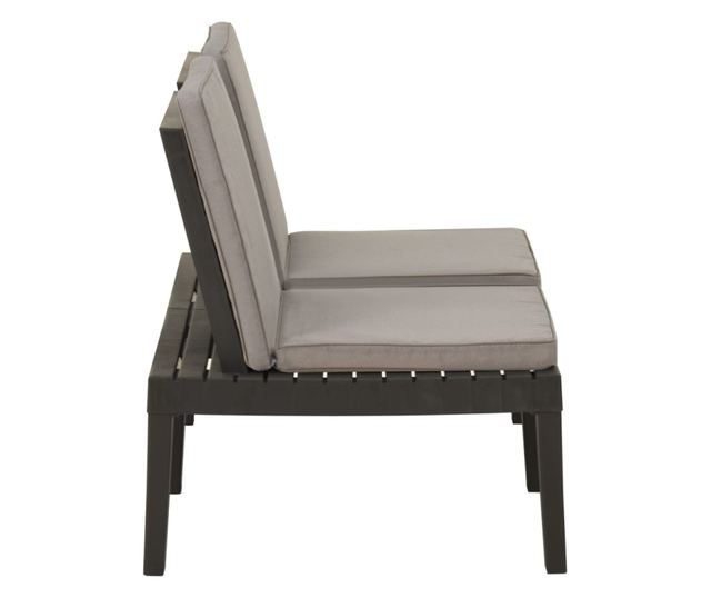 Vrtna klupa s jastucima plastična siva