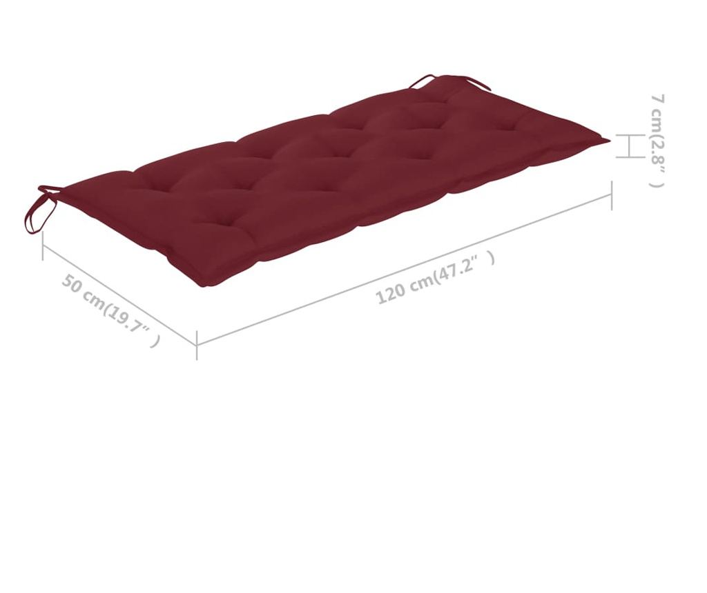 Vrtna klupa s jastukom, 120 cm, masivna bagremova drva - 9