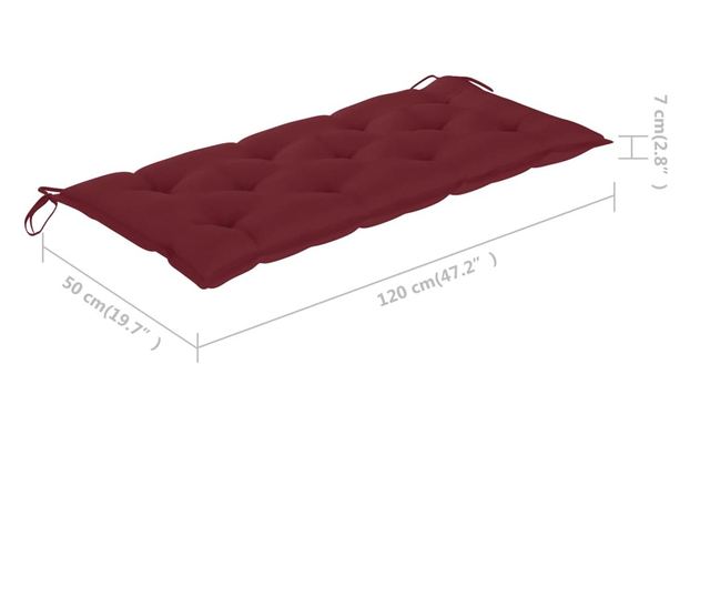 Градинска пейка с възглавница, 120 см, масивна акациева дървесина