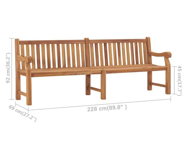 Vrtna klupa 228 cm od masivne tikovine