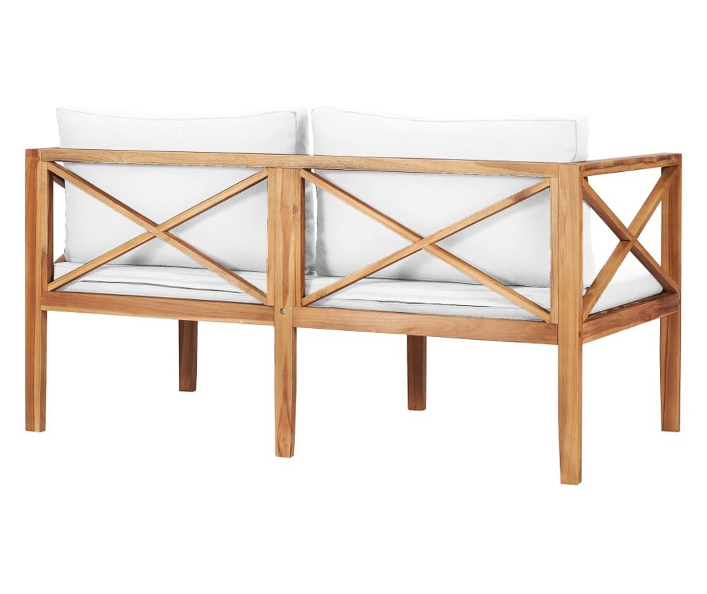 Vrtna klupa s krem jastucima, masivno tikovo drvo - 4