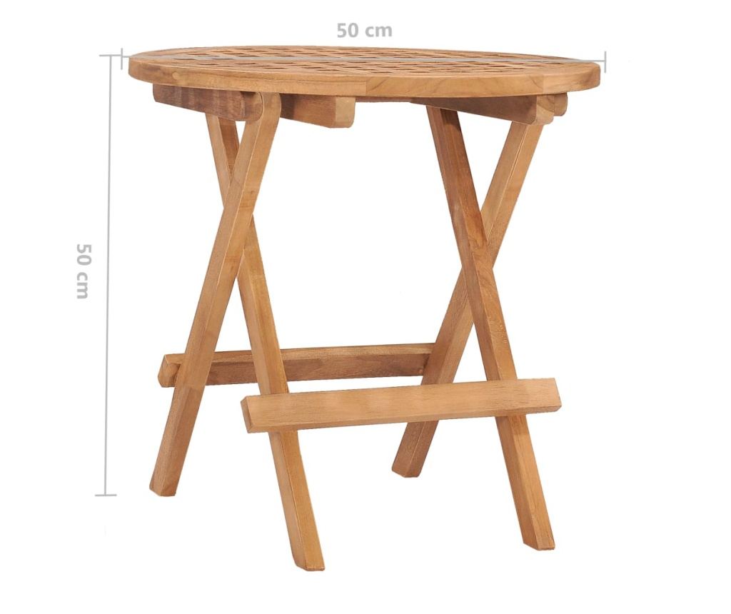 Sklopivi vrtni stol 50 x 50 x 50 cm od masivne tikovine - 9