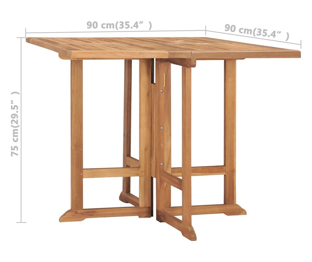 Πτυσσόμενο Τραπέζι Κήπου, 90x90x75 εκ., Μασίφ Ξύλο Τικ - 7