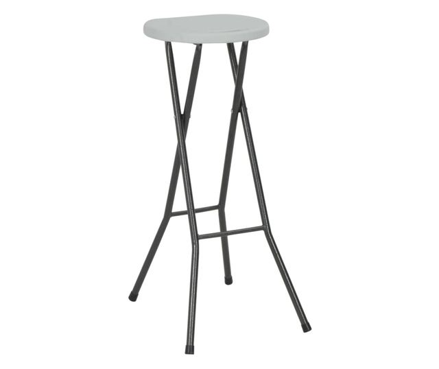 Sklopive barske stolice, 2 kom., bijele, HDPE i čelik