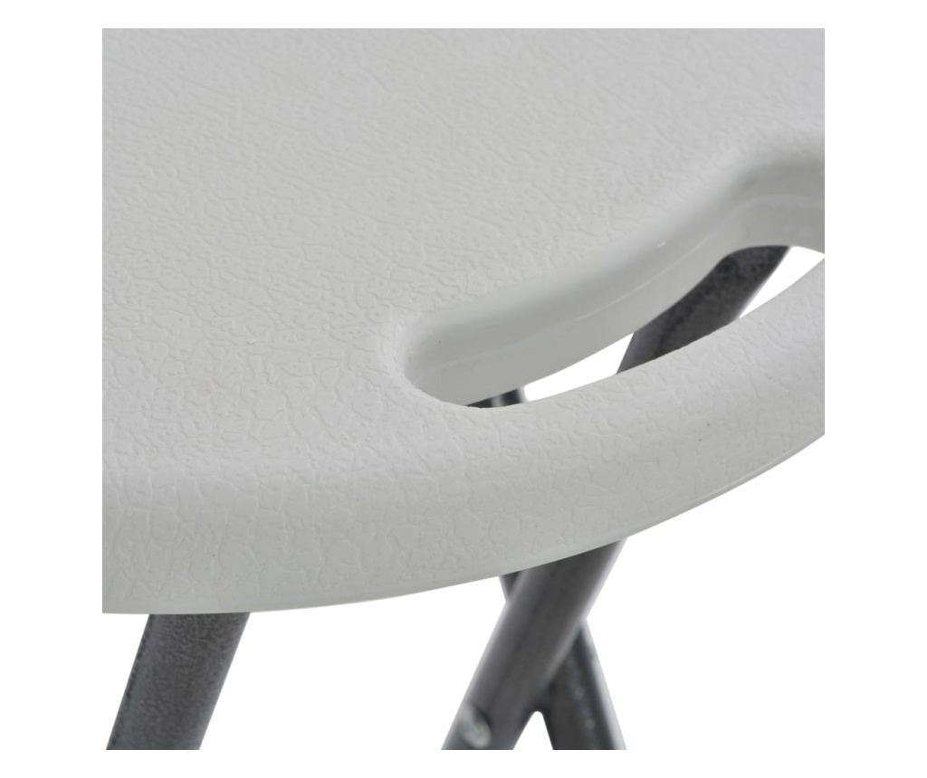 Sklopive barske stolice, 2 kom., bijele, HDPE i čelik - 7