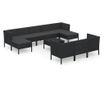 Vrtni namještaj s jastucima, 11 dijelova, crna, poliratan