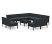 Vrtni namještaj s jastucima, 12 dijelova, crna, poliratan