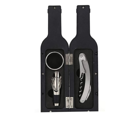 Set accesorii pentru vin Mini WineToolsBottle, 3 accesorii incluse,in forma sticla de vin,material fin, placut la atingere,prind