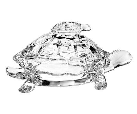 Bomboniera Turtle, din sticla, cu capac, design elegant, 28x20x13 cm, transparent, Doty