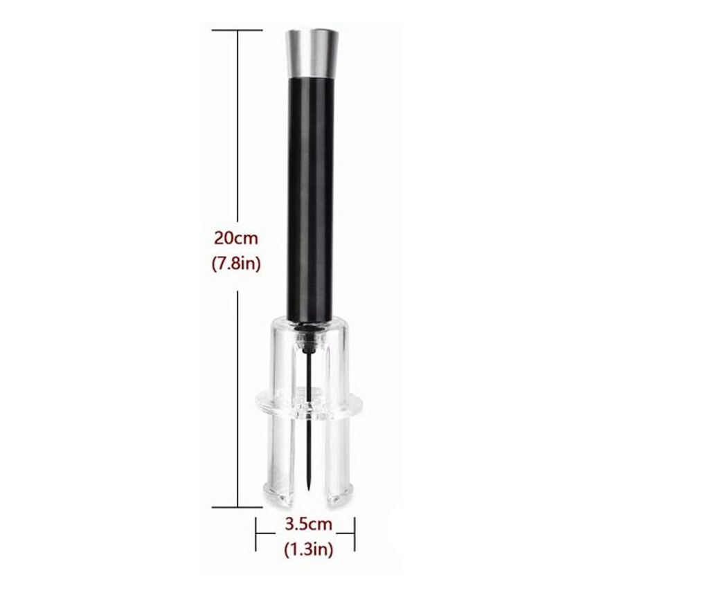 Desfacator de vin cu presiune de aer AirWineOpener, usor de utilizat, eficient, 20 cm, negru, Doty - 2