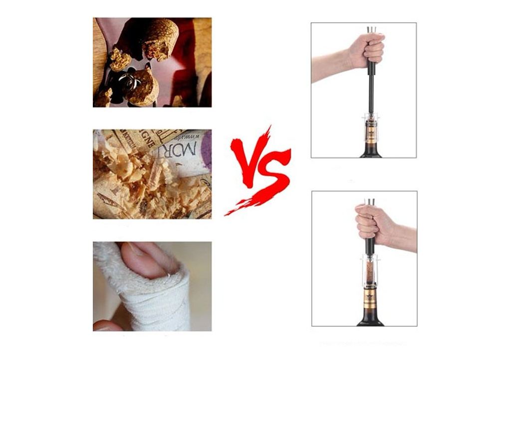 Desfacator de vin cu presiune de aer AirWineOpener, usor de utilizat, eficient, 20 cm, negru, Doty - 3