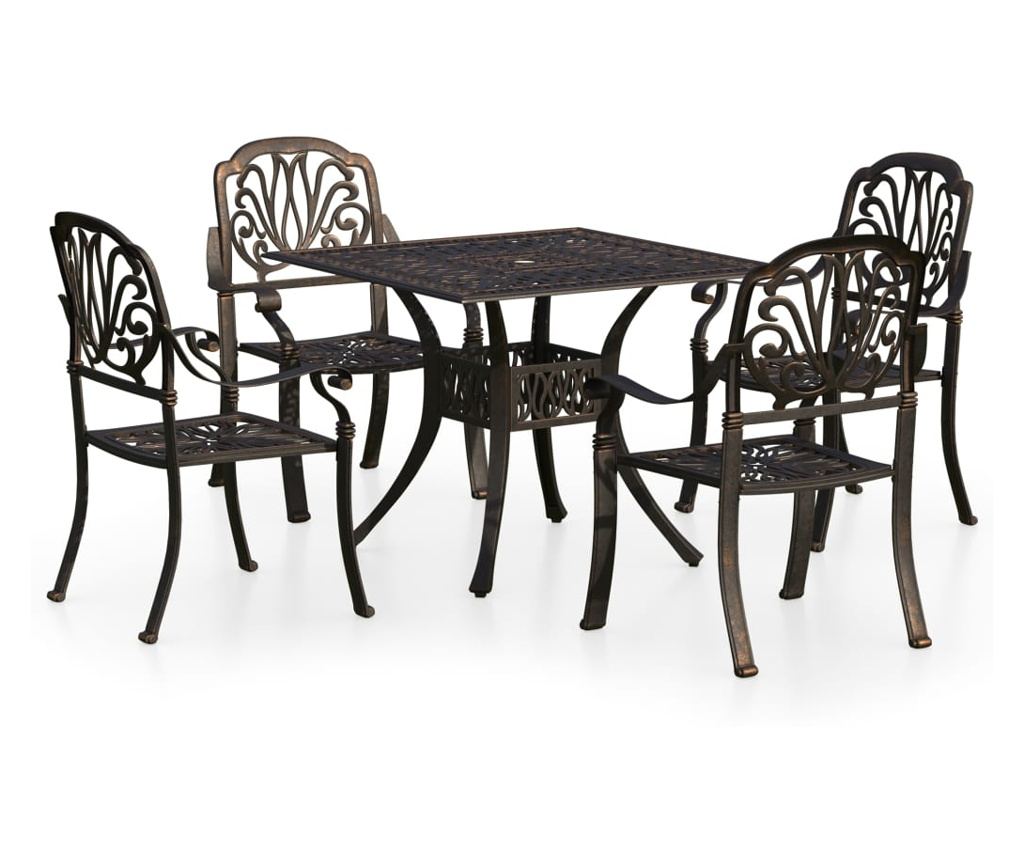 5-dijelni bistro set od lijevanog aluminija brončani - 3