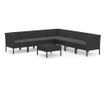Vrtni namještaj s jastucima, 8 dijelova, crna, poliratan