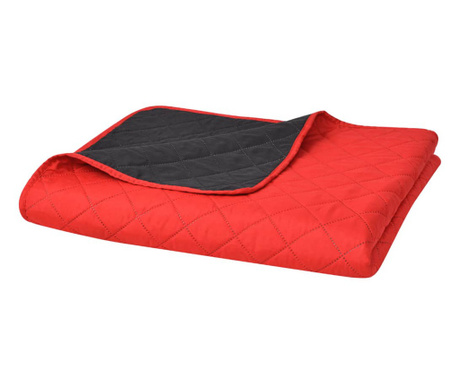 131553 Double-sided Quilted Bedspread Red and Black 220x240 cm