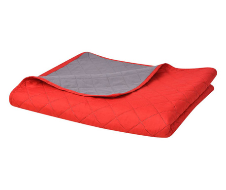131556 Double-sided Quilted Bedspread Red and Grey 220x240 cm
