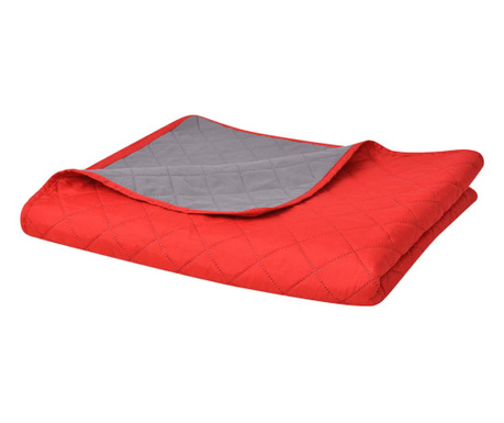 131557 Double-sided Quilted Bedspread Red and Grey 230x260 cm