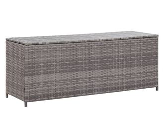 szürke polyrattan kerti tárolóláda 150 x 50 x 60 cm