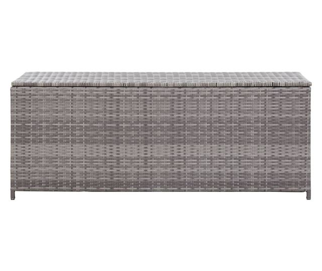 szürke polyrattan kerti tárolóláda 150 x 50 x 60 cm