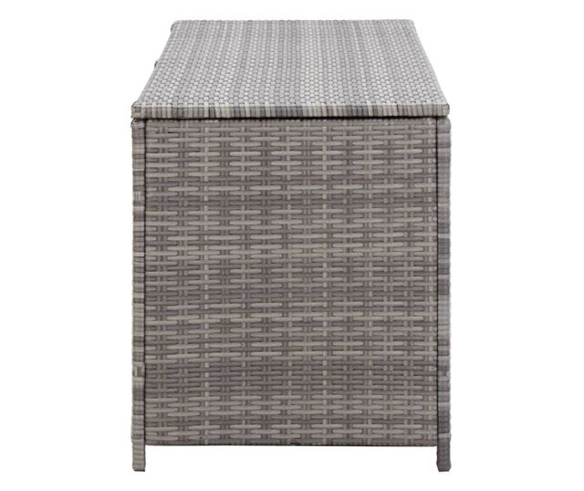 szürke polyrattan kerti tárolóláda 150 x 50 x 60 cm