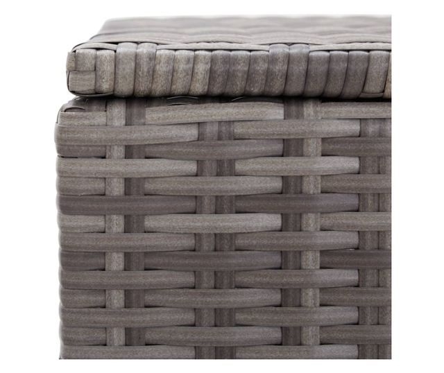 szürke polyrattan kerti tárolóláda 150 x 50 x 60 cm