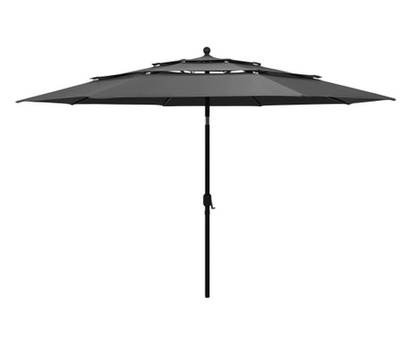 3-poziomowy parasol na aluminiowym słupku, antracytowy, 3,5 m