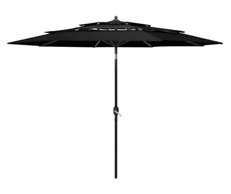 3-poziomowy parasol na aluminiowym słupku, czarny, 3 m