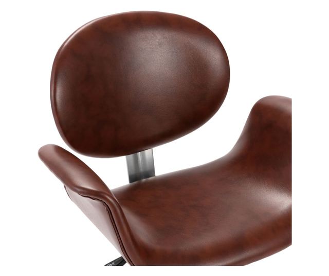 Okretni kuhinjski stolac, smeđi, ekološka koža