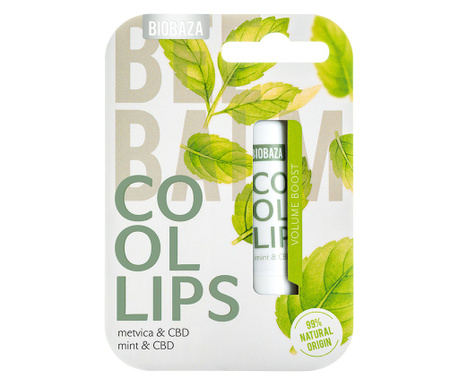 Balsam natural pentru buze, cu menta si CBD, COOL LIPS, BIOBAZA, 4,5 g