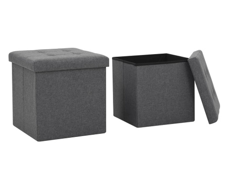 Zložljiv stolček s prostorom za shranjevanje 2 kosa temno siv