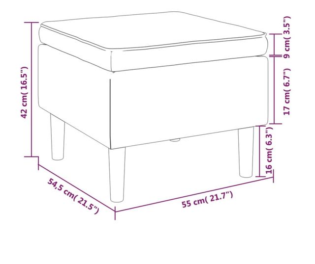 Табуретка с дървени крака, виненочервена, текстил