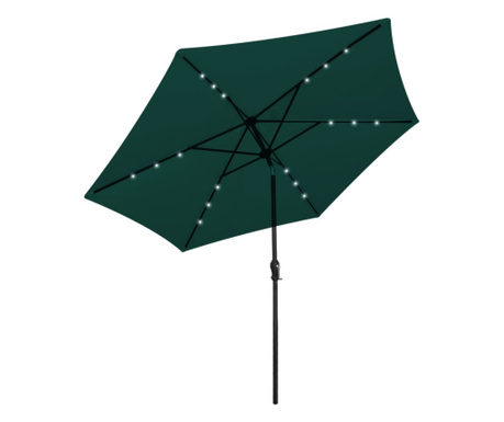 Чадър за слънце със светодиоди, свободностоящ, 3 м, зелен