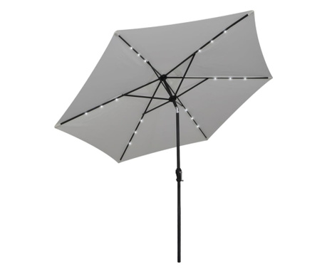 LED чадър за слънце, свободностоящ, 3 м, пясъчно бял