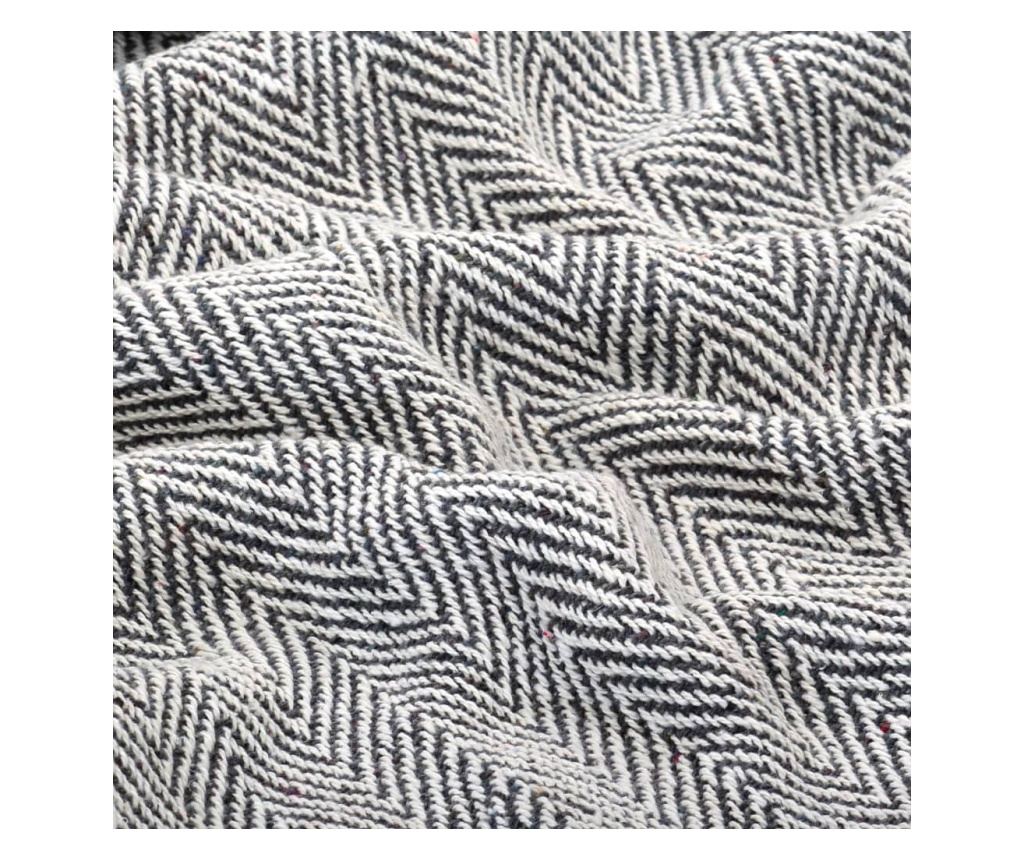 Pamučni pokrivač s uzorkom riblje kosti 160x210 cm mornarsko plavi - 5