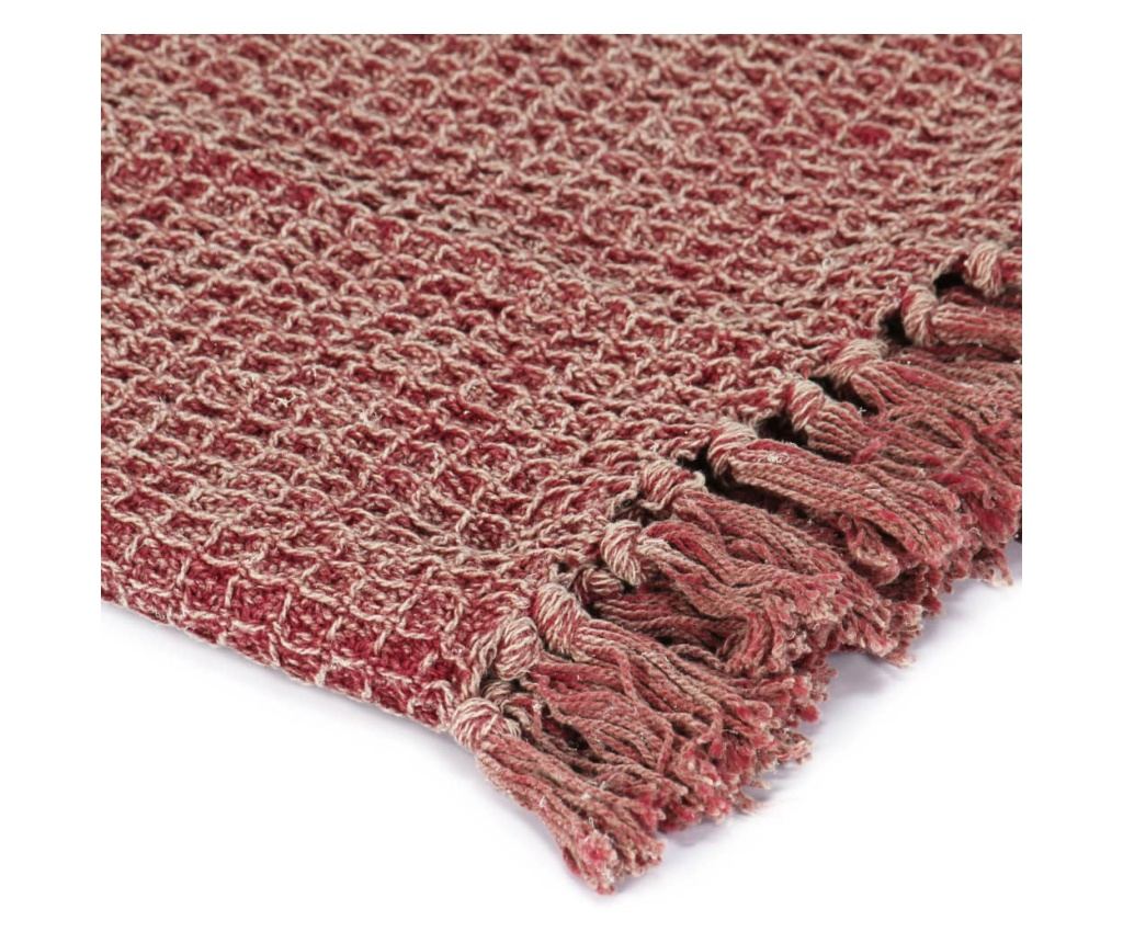 Koc dekoracyjny, wiśniowy, 220 x 250 cm, bawełna - 3