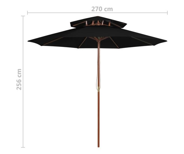 Naperny ketts, faoszlop, fekete, 270 cm