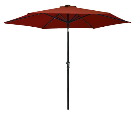 Ομπρέλα Εξωτ. Χώρου με LED Τερακότα 300 εκ. με Μεταλλικό Ιστό
