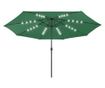 Външен чадър за слънце, LED и метална стойка, зелен, 400 см thumbnail 2