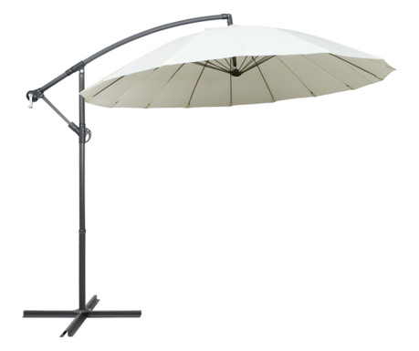 Висящ чадър за слънце, бял, 3 м, алуминиев прът