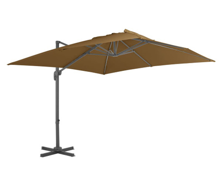 Umbrelă suspendată cu stâlp din aluminiu gri taupe 300x300 cm