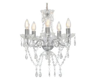 Luster s kristalnim perlama srebrni okrugli 5 x E14
