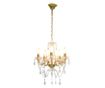 Candelabru cu mărgele de cristal, auriu, rotund, 5 x E14