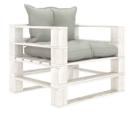 Sofa za vrt od paleta, jastučići sivo taupe, drvo