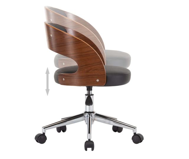 Vrtljivi stoli, 2 kosa, črni, upognjen les in umetno usnje