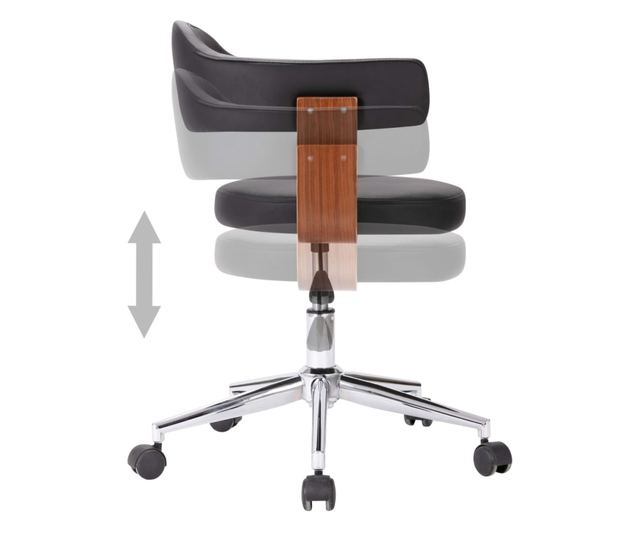 Vrtljivi stoli, 2 kosa, črna, upognjen les in umetno usnje