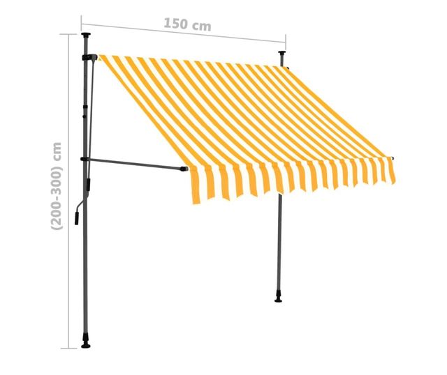 Tenda na ručno uvlačenje LED 150 cm bijelo-narančasta