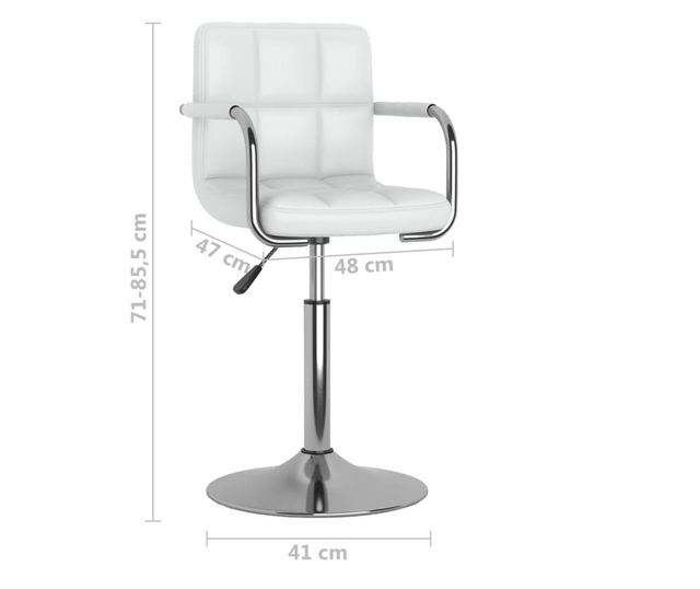 Barski stol, bel, umetno usnje