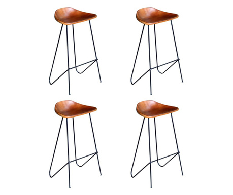 Barske stolice od prave kože 4 kom smeđe