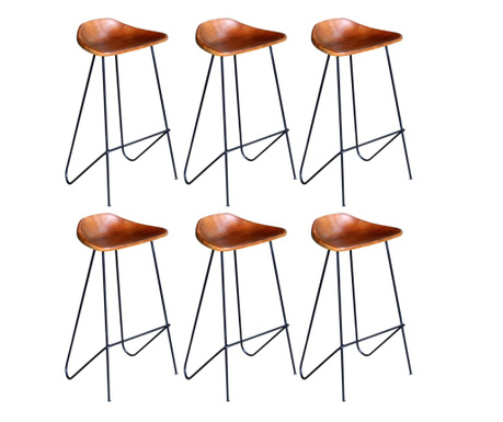 Barske stolice od prave kože 6 kom smeđe