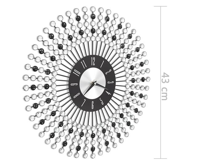 Zidni sat metalni 43 cm crni